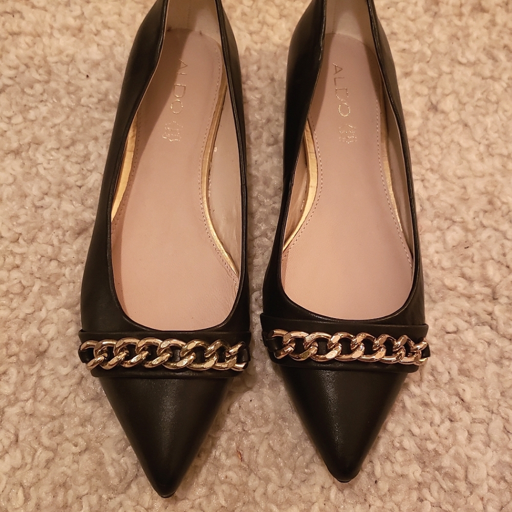 Black Aldo Flats, Pointed-Toe Silhouette